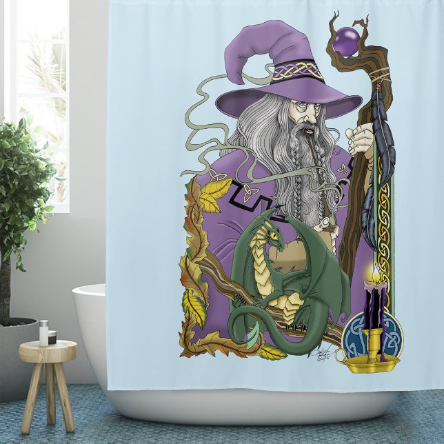 Rideaux De Douche Dragon Sorcier Celtique Fantastique Violet (Créateur téléchargé)