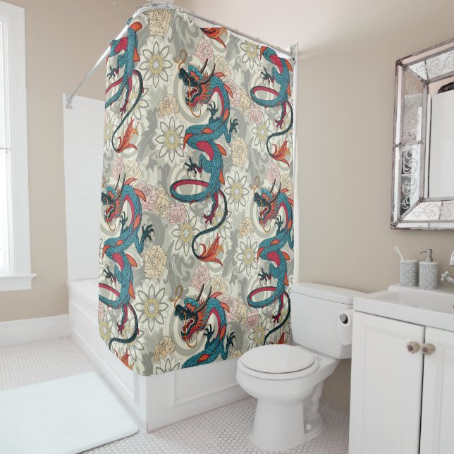 Rideaux De Douche dragon tattoo light (En situation)