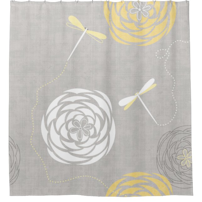 Rideaux De Douche Dragonfly Floral moderne Ranunculus Fleurs circula (Devant)
