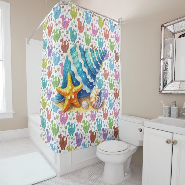 Rideaux de douche Dragons Pastel pour Enfants (En situation)