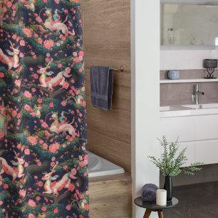 Rideaux De Douche Dragons roses et fleurs de cerisiers