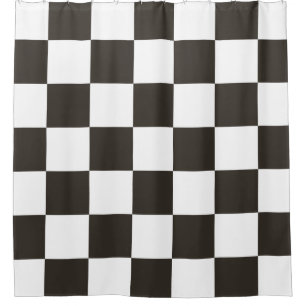 Rideaux De Douche Drapeau À damiers (noir et blanc) (Motif du vérifi