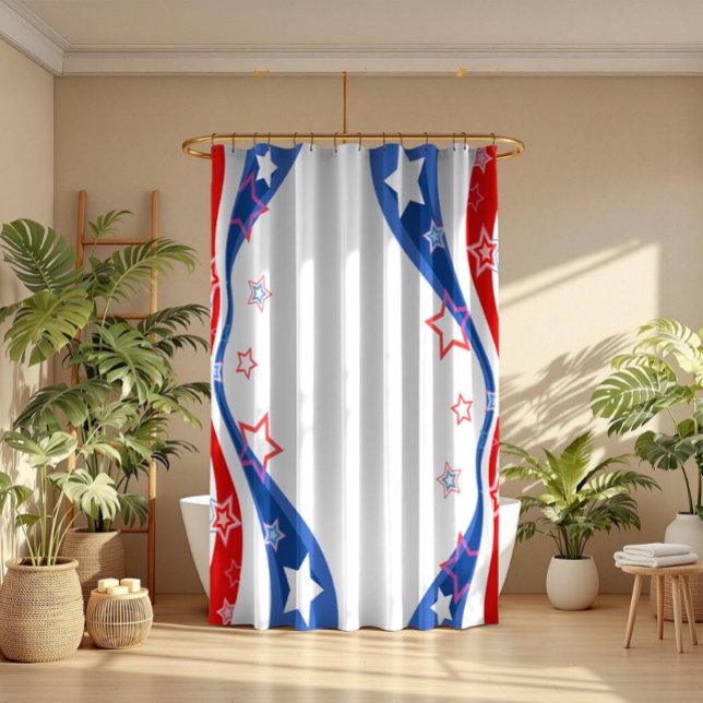 Rideaux De Douche Drapeau américain Abstrait (Créateur téléchargé)