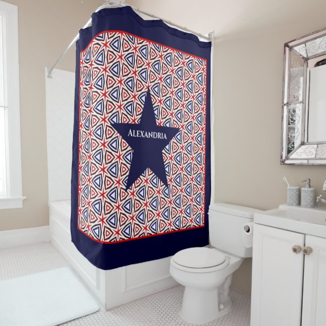 Rideaux De Douche Drapeau américain couleurs Patriotic Motif Star (En situation)
