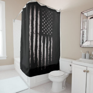 Rideaux De Douche Drapeau américain grunge blanc