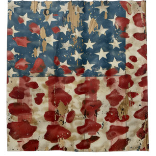 Rideaux De Douche Drapeau américain rustique imprimé léopard (6)
