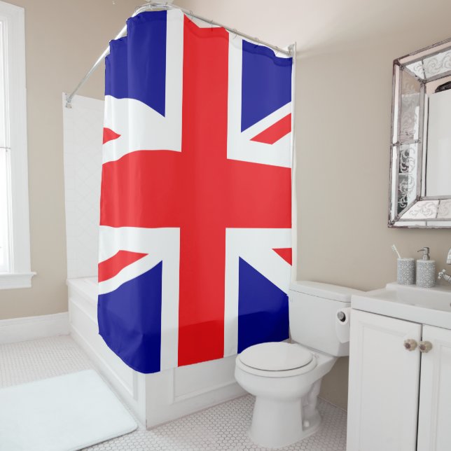 Rideaux De Douche Drapeau britannique Union Jack Angleterre Rouge Bl (En situation)