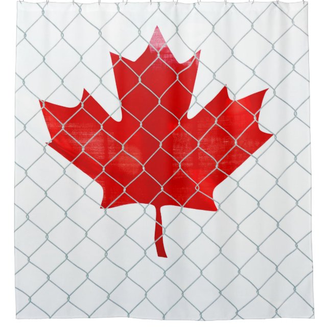 Rideaux De Douche Drapeau canadien. Clôture de lien de chaîne. Rusti (Devant)