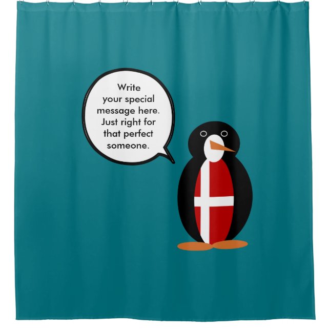 Rideaux De Douche Drapeau Danois Ms. Pingouin Personnalisé (Devant)