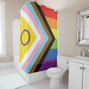 Rideaux De Douche Drapeau de fierté intersexe de SlipperyJoe's fond
