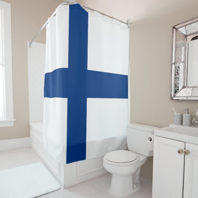 Rideaux De Douche Drapeau de Finlande (En situation)