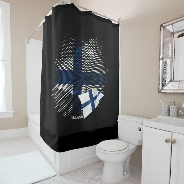 Rideaux De Douche Drapeau de la Finlande (En situation)