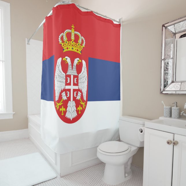 Rideaux De Douche drapeau de la Serbie (En situation)