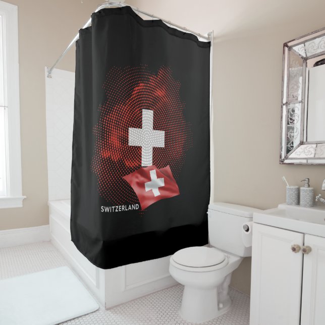 Rideaux De Douche drapeau de la Suisse (En situation)