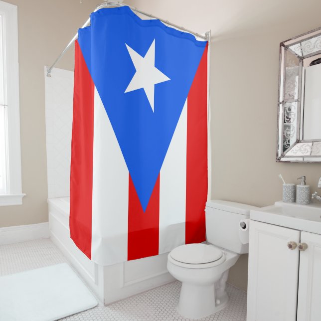 Rideaux De Douche Drapeau de Porto Rico (En situation)