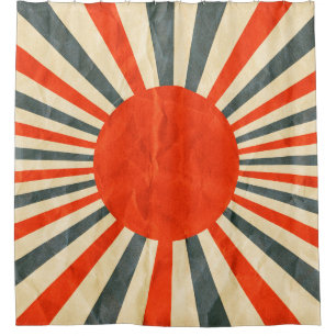 Rideaux De Douche Drapeau de soleil rouge sur texture papier, style