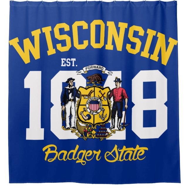 Rideaux De Douche Drapeau d'état de blaireau du Wisconsin (Devant)