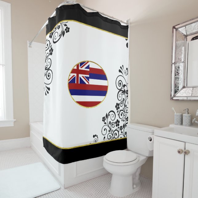 Rideaux De Douche Drapeau d'Hawaï (En situation)