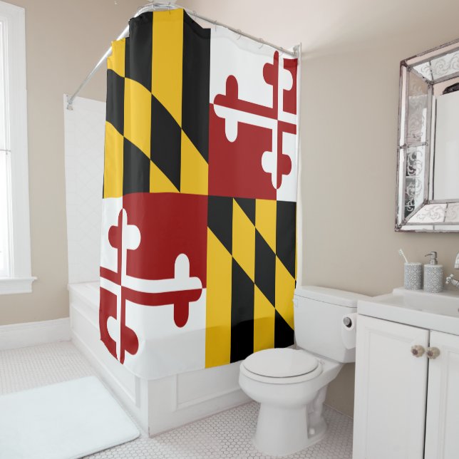 Rideaux De Douche Drapeau du Maryland (En situation)