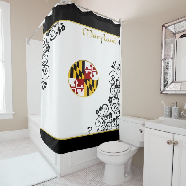 Rideaux De Douche Drapeau du Maryland (En situation)