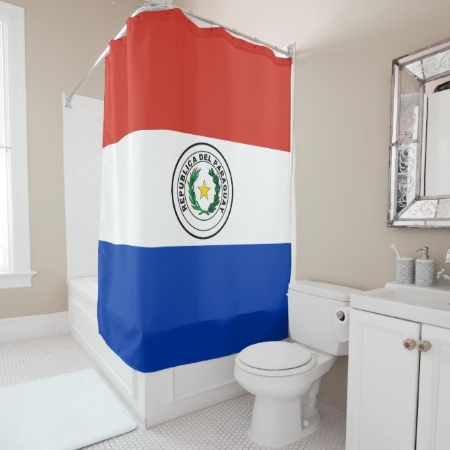 Rideaux De Douche Drapeau du Paraguay (En situation)