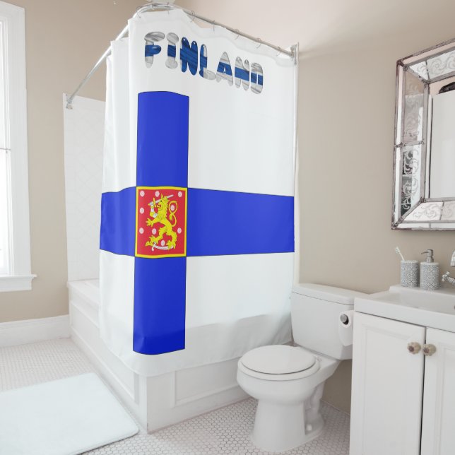Rideaux De Douche Drapeau finlandais (En situation)