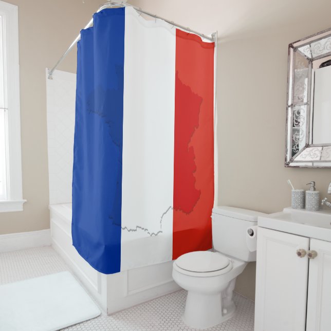 Rideaux De Douche drapeau français (En situation)