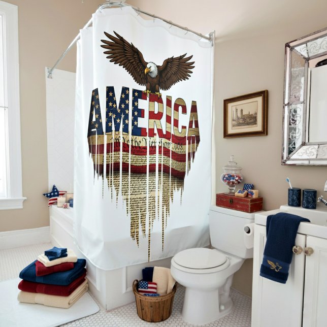 Rideaux De Douche Drapeau grunge américain et aigle (Créateur téléchargé)