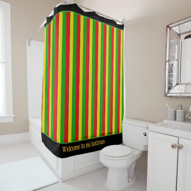 Rideaux De Douche Drapeau Rasta coloré rayé (En situation)