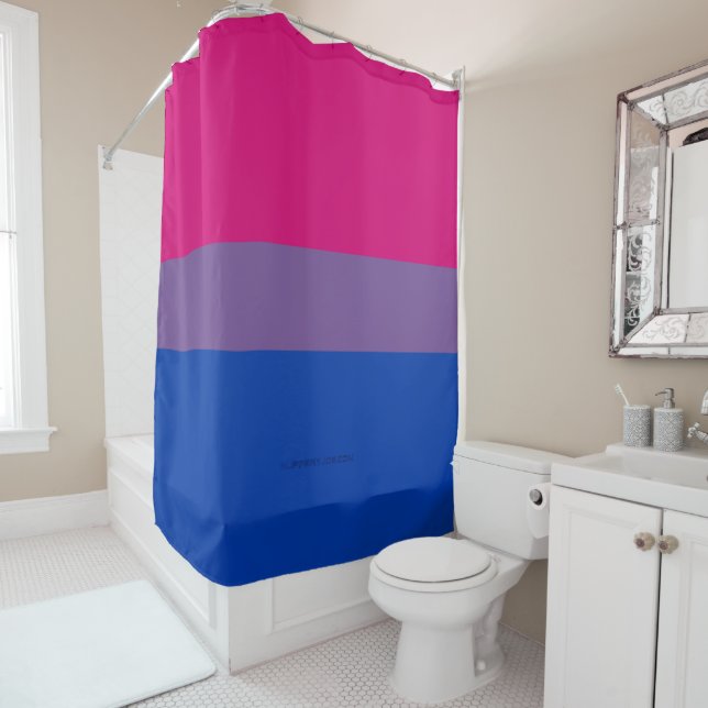 Rideaux De Douche Drapeau SlipperyJoe's Bisexual Pride lavande-rose (En situation)