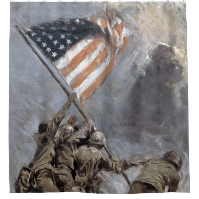 Rideaux De Douche Drapeau sur le Mont Suribachi, Iwo Jima, 1945 (Devant)
