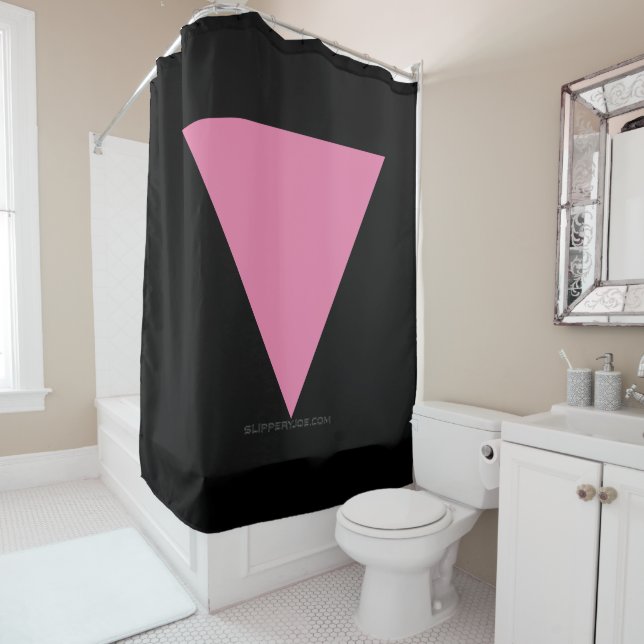 Rideaux De Douche Drapeau triangle rose de SlipperyJoe's symbole ros (En situation)