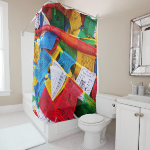 Rideaux De Douche Drapeaux de prière tibétains colorés - Tibet