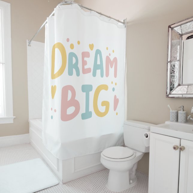 Rideaux De Douche Dream Big Pastel Hearts (En situation)