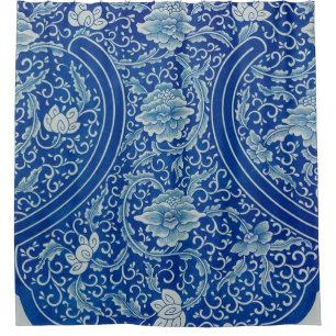 Rideaux De Douche Dreamy Blue Lotus Chinoiserie Vintage