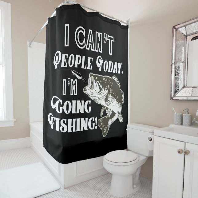 Rideaux De Douche Drôle Bass Fishing Citation Sports Hommes Hobby (En situation)