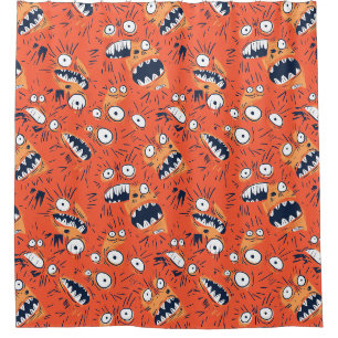 Rideaux De Douche Drôle de monstre orange visage criant 