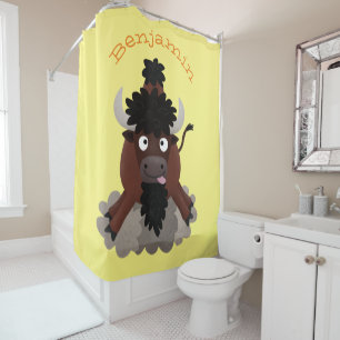 Rideaux De Douche Drôle dessin animé de bison de buffle
