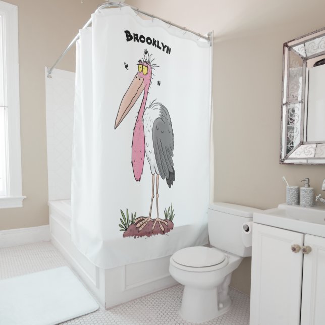Rideaux De Douche Drôle dessin animé de cigogne en marabou (En situation)