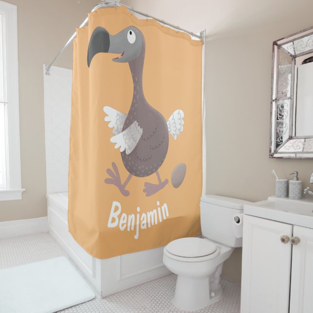 Rideaux De Douche Drôle dessin animé d'oiseau de dodo (En situation)