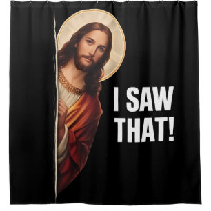 Rideaux De Douche Drôle Jésus "Je l'ai vu" design de meme chrétien