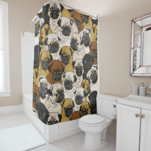 Rideaux De Douche Drôle mignon Carlin Bulldog Motif