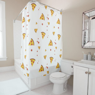Rideaux De Douche Drôle Motif Minimaliste de Pizza Pepperoni Rétro