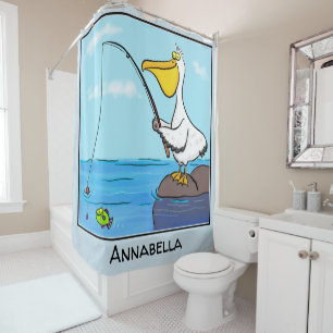 Rideaux De Douche Drôle pélican de pêche