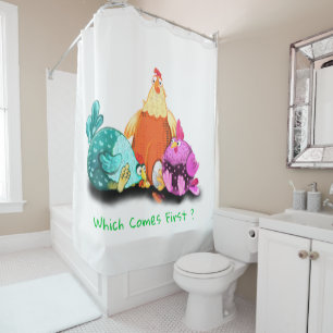 Rideaux De Douche Drôle Poulets En Attente Oeuf À Hatch - Texte Pers