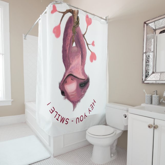 Rideaux De Douche Drôle romantique Sloth Smile Cartoon - Personnalis (En situation)