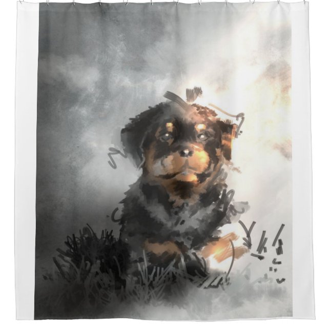 Rideaux De Douche Drôle Rottweiler Art numérique chiot cadeau (Devant)