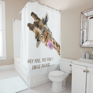 Rideaux De Douche Drôle Tongue Giraffe Sortie et lavabo Jouant - So