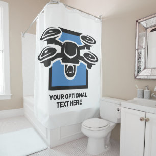 Rideaux De Douche Drone de texte personnalisé