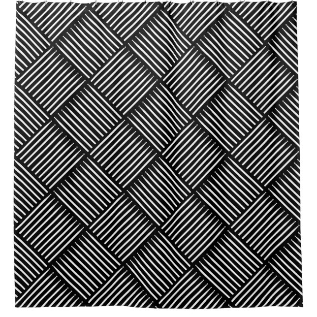Rideaux De Douche Drum Crosshatch noir (Devant)